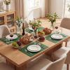 Artoid Mode Green Faux Leather Placemats Set of 4, 15 Inch Waterproof Wipeable Heat Resistant Vinyl Place Mats, Reversible Table Mats for St. Patrick’s Day Dining Decor(Green)