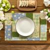 Artoid Mode Patchwork Buffalo Plaid Floral Spring Placemats Set of 4, 12×18 Inch Seasonal Summer Holiday Table Mats for Party Kitchen Dining Decoration