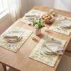Artoid Mode Pink Bows Spring Placemats Set of 4, 12×18 Inch Soft Plush Faux Fur Wool Holiday Table Mats for Party Kitchen Dining Decoration(Beige)
