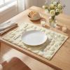 Artoid Mode Pink Bows Spring Placemats Set of 4, 12×18 Inch Soft Plush Faux Fur Wool Holiday Table Mats for Party Kitchen Dining Decoration(Beige)