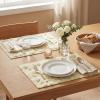 Artoid Mode Pink Bows Spring Placemats Set of 4, 12×18 Inch Soft Plush Faux Fur Wool Holiday Table Mats for Party Kitchen Dining Decoration(Beige)