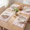 Artoid Mode Pink Bows Spring Placemats Set of 4, 12×18 Inch Soft Plush Faux Fur Wool Holiday Table Mats for Party Kitchen Dining Decoration(Pink)