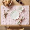 Artoid Mode Pink Bows Spring Placemats Set of 4, 12×18 Inch Soft Plush Faux Fur Wool Holiday Table Mats for Party Kitchen Dining Decoration(Pink)