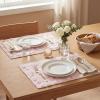 Artoid Mode Pink Bows Spring Placemats Set of 4, 12×18 Inch Soft Plush Faux Fur Wool Holiday Table Mats for Party Kitchen Dining Decoration(Pink)