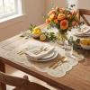 Artoid Mode Pink Dahlia Lace Placemats Set of 4, 12×18 Inch Table Mats for Wedding Anniversary Party Dining Table Decoration(Beige)