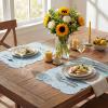 Artoid Mode Pink Dahlia Lace Placemats Set of 4, 12×18 Inch Table Mats for Wedding Anniversary Party Dining Table Decoration(Blue)