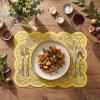 Artoid Mode Pink Dahlia Lace Placemats Set of 4, 12×18 Inch Table Mats for Wedding Anniversary Party Dining Table Decoration(Yellow)
