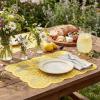 Artoid Mode Pink Dahlia Lace Placemats Set of 4, 12×18 Inch Table Mats for Wedding Anniversary Party Dining Table Decoration(Yellow)