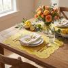 Artoid Mode Pink Dahlia Lace Placemats Set of 4, 12×18 Inch Table Mats for Wedding Anniversary Party Dining Table Decoration(Yellow)