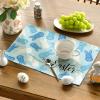 Artoid Mode Rabbit Bunny Happy Easter Placemats Set of 4, 12×18 Inch Seasonal Spring Holiday Table Mats for Party Kitchen Dining Decoration(Blue)