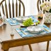 Artoid Mode Rabbit Bunny Happy Easter Placemats Set of 4, 12×18 Inch Seasonal Spring Holiday Table Mats for Party Kitchen Dining Decoration(Blue)