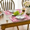 Artoid Mode Rabbit Bunny Happy Easter Placemats Set of 4, 12×18 Inch Seasonal Spring Holiday Table Mats for Party Kitchen Dining Decoration(Pink)