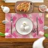 Artoid Mode Rabbit Bunny Happy Easter Placemats Set of 4, 12×18 Inch Seasonal Spring Holiday Table Mats for Party Kitchen Dining Decoration(Pink)