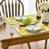 Artoid Mode Rabbit Bunny Happy Easter Placemats Set of 4, 12×18 Inch Seasonal Spring Holiday Table Mats for Party Kitchen Dining Decoration(Yellow)