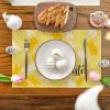 Artoid Mode Rabbit Bunny Happy Easter Placemats Set of 4, 12×18 Inch Seasonal Spring Holiday Table Mats for Party Kitchen Dining Decoration(Yellow)