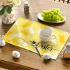 Artoid Mode Rabbit Bunny Happy Easter Placemats Set of 4, 12×18 Inch Seasonal Spring Holiday Table Mats for Party Kitchen Dining Decoration(Yellow)