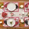 Artoid Mode Red Dot Heart Love Valentine Placemats Set of 4, 12×18 Inch Wedding Anniversary Table Mats for Party Kitchen Dining Decoration(Pink)