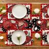 Artoid Mode Red Dot Heart Love Valentine Placemats Set of 4, 12×18 Inch Wedding Anniversary Table Mats for Party Kitchen Dining Decoration(Red)