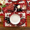 Artoid Mode Red Dot Heart Love Valentine Placemats Set of 4, 12×18 Inch Wedding Anniversary Table Mats for Party Kitchen Dining Decoration(Red)