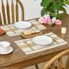 Artoid Mode Red Farmhouse Woven Rustic Placemats Set of 4,12×18 Inch Seasonal Holiday Hollow Table Mats Party Kitchen Dining Decoration(Burlap Brown)