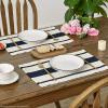 Artoid Mode Red Farmhouse Woven Rustic Placemats Set of 4,12×18 Inch Seasonal Holiday Hollow Table Mats Party Kitchen Dining Decoration(Dark Blue)