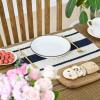 Artoid Mode Red Farmhouse Woven Rustic Placemats Set of 4,12×18 Inch Seasonal Holiday Hollow Table Mats Party Kitchen Dining Decoration(Dark Blue)