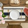 Artoid Mode Red Farmhouse Woven Rustic Placemats Set of 4,12×18 Inch Seasonal Holiday Hollow Table Mats Party Kitchen Dining Decoration(Dark Blue)