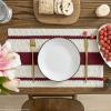 Artoid Mode Red Farmhouse Woven Rustic Placemats Set of 4,12×18 Inch Seasonal Holiday Hollow Table Mats Party Kitchen Dining Decoration(Red)