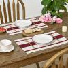 Artoid Mode Red Farmhouse Woven Rustic Placemats Set of 4,12×18 Inch Seasonal Holiday Hollow Table Mats Party Kitchen Dining Decoration(Red)