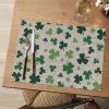 Artoid Mode Shamrock St. Patrick’s Day Vinyl Placemats Set of 4, 12×18 Inch Spring Washable Heat Resistant Plastic Place Mats for Party Dining Table Decor
