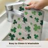 Artoid Mode Shamrock St. Patrick’s Day Vinyl Placemats Set of 4, 12×18 Inch Spring Washable Heat Resistant Plastic Place Mats for Party Dining Table Decor