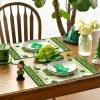 Artoid Mode Stripes Shamrock Lucky Irish St. Patrick’s Day Placemats Set of 6, 12×18 Inch Seasonal Spring Table Mats for Party Kitchen Dining Decoration(Beige)