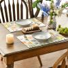 Artoid Mode Watercolour Tulip Butterflies Round Spring Placemats Set of 4, 14 Inch Seasonal Holiday Table Mats for Party Kitchen Dining Decoration(Beige)