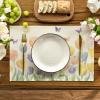 Artoid Mode Watercolour Tulip Butterflies Round Spring Placemats Set of 4, 14 Inch Seasonal Holiday Table Mats for Party Kitchen Dining Decoration(Beige)