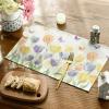 Artoid Mode Watercolour Tulip Butterflies Round Spring Placemats Set of 4, 14 Inch Seasonal Holiday Table Mats for Party Kitchen Dining Decoration(Beige)