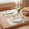 Artoid Mode Yellow Daisy Embroidery Spring Placemats Set of 4, 12×18 Inch Soft Plush Faux Fur Wool Holiday Table Mats for Party Kitchen Dining Decoration(White)