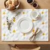 Artoid Mode Yellow Daisy Embroidery Spring Placemats Set of 4, 12×18 Inch Soft Plush Faux Fur Wool Holiday Table Mats for Party Kitchen Dining Decoration(White)