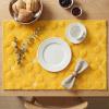 Artoid Mode Yellow Daisy Embroidery Spring Placemats Set of 4, 12×18 Inch Soft Plush Faux Fur Wool Holiday Table Mats for Party Kitchen Dining Decoration(Orange Yellow)