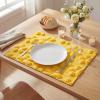 Artoid Mode Yellow Daisy Embroidery Spring Placemats Set of 4, 12×18 Inch Soft Plush Faux Fur Wool Holiday Table Mats for Party Kitchen Dining Decoration(Orange Yellow)