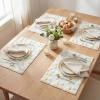 Artoid Mode Yellow Daisy Embroidery Spring Placemats Set of 4, 12×18 Inch Soft Plush Faux Fur Wool Holiday Table Mats for Party Kitchen Dining Decoration(White)