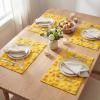 Artoid Mode Yellow Daisy Embroidery Spring Placemats Set of 4, 12×18 Inch Soft Plush Faux Fur Wool Holiday Table Mats for Party Kitchen Dining Decoration(Orange Yellow)