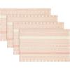 Artoid Mode Black Farmhouse Woven Braided Stripe Placemats Set of 4,12×18 Inch Seasonal Holiday Table Mats Party Kitchen Dining Decoration(Pink)