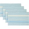 Artoid Mode Black Farmhouse Woven Braided Stripe Placemats Set of 4,12×18 Inch Seasonal Holiday Table Mats Party Kitchen Dining Decoration(Sky Blue)