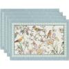Artoid Mode Blue Birds Flowers Blossom Placemats Set of 4, 12×18 Inch Table Mats for Table Runner Party Kitchen Dining Decoration(Blue)