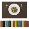 Artoid Mode Green Faux Leather Placemats Set of 4, 15 Inch Waterproof Wipeable Heat Resistant Vinyl Place Mats, Reversible Table Mats for St. Patrick’s Day Dining Decor(Coffee)