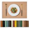Artoid Mode Green Faux Leather Placemats Set of 4, 15 Inch Waterproof Wipeable Heat Resistant Vinyl Place Mats, Reversible Table Mats for St. Patrick’s Day Dining Decor(Pink)