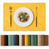 Artoid Mode Green Faux Leather Placemats Set of 4, 15 Inch Waterproof Wipeable Heat Resistant Vinyl Place Mats, Reversible Table Mats for St. Patrick’s Day Dining Decor(Yellow)