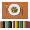 Artoid Mode Green Faux Leather Placemats Set of 4, 15 Inch Waterproof Wipeable Heat Resistant Vinyl Place Mats, Reversible Table Mats for St. Patrick’s Day Dining Decor(Rust)