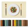 Artoid Mode Green Faux Leather Placemats Set of 4, 15 Inch Waterproof Wipeable Heat Resistant Vinyl Place Mats, Reversible Table Mats for St. Patrick’s Day Dining Decor(Beige)