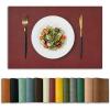 Artoid Mode Green Faux Leather Placemats Set of 4, 15 Inch Waterproof Wipeable Heat Resistant Vinyl Place Mats, Reversible Table Mats for St. Patrick’s Day Dining Decor(Red)